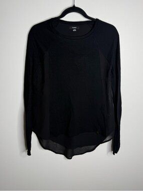 RUDSAK Black Long Sleeve Mixed-Fabric Crewneck Top size xs